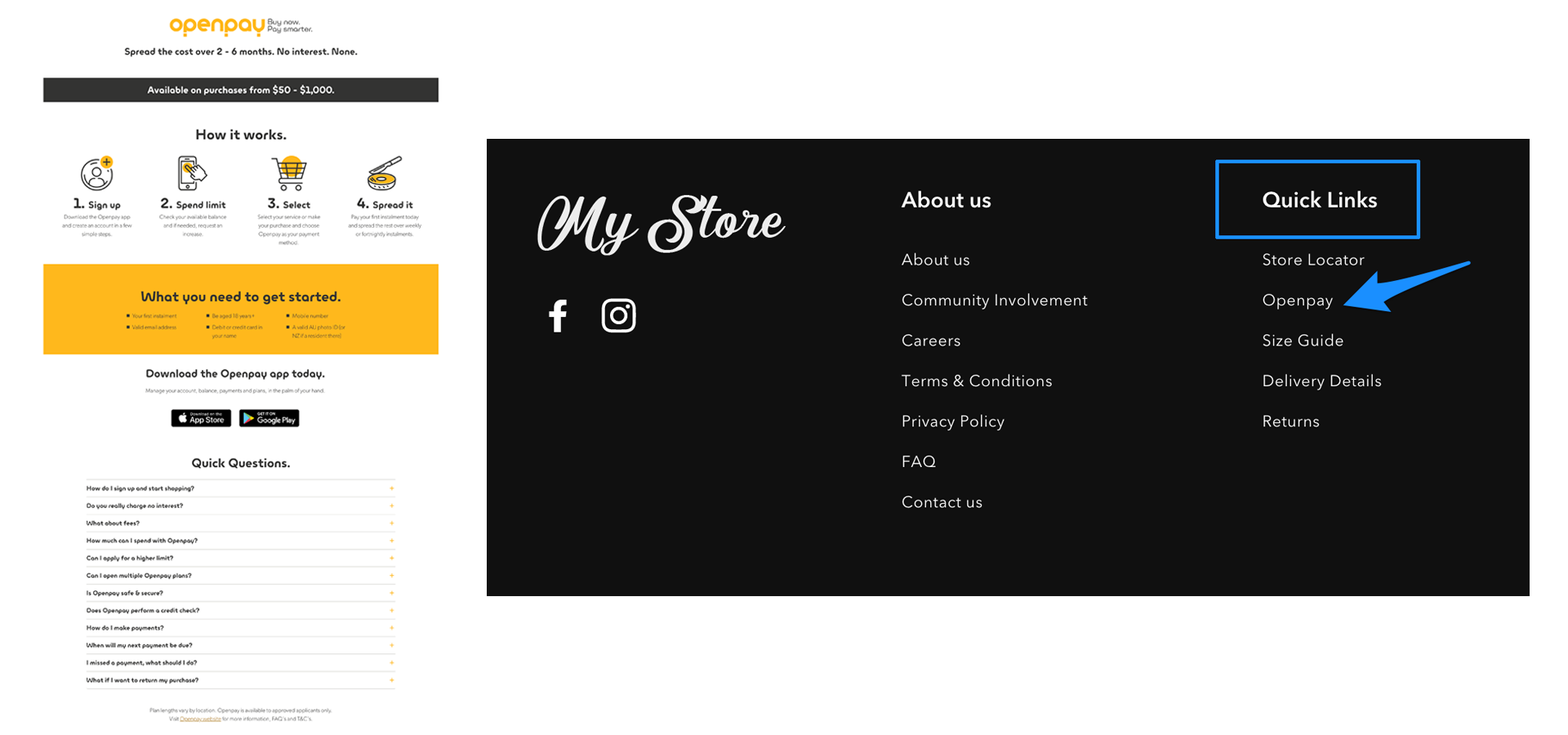 Openpay Landing Page - Instore