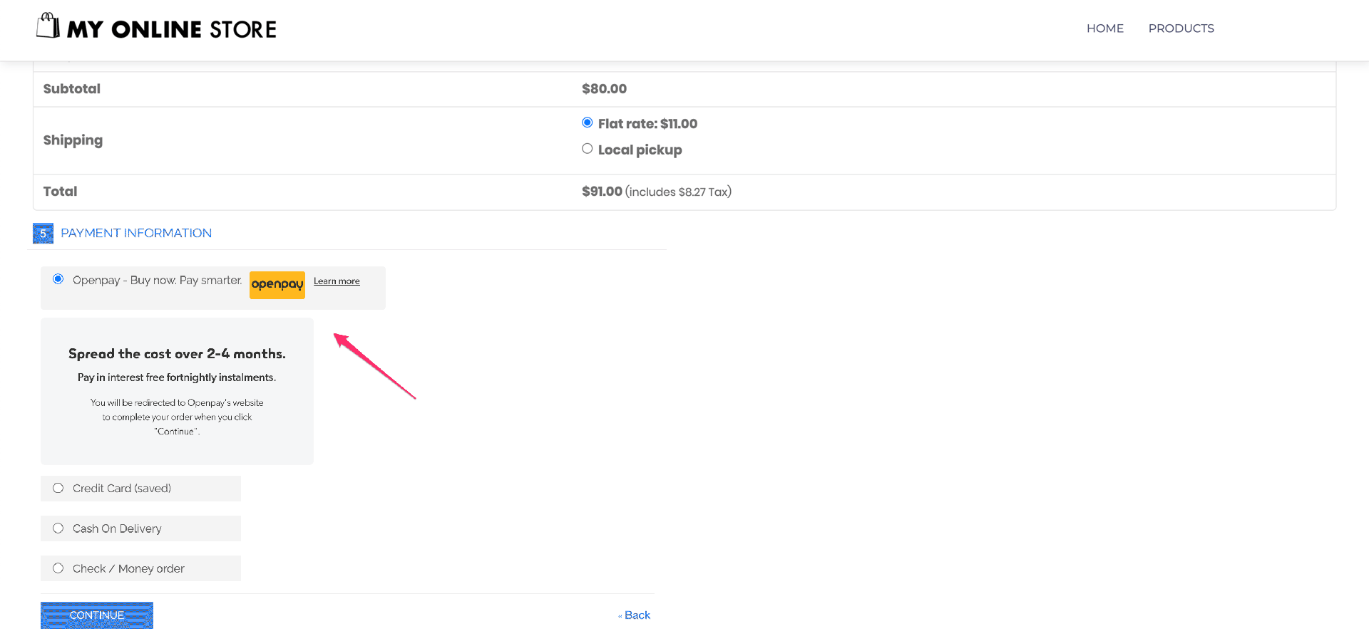 Checkout Page Widget