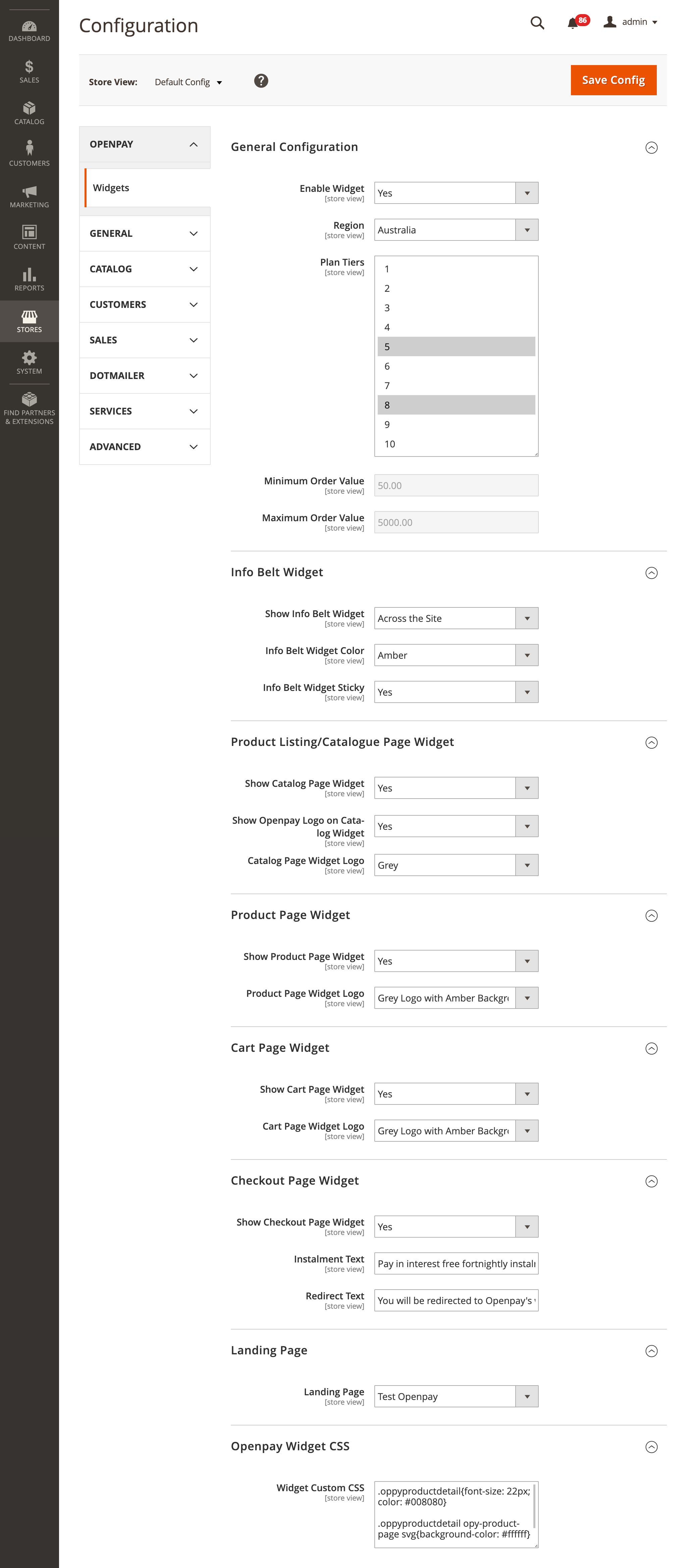 M2 Openpay Widget Configuration